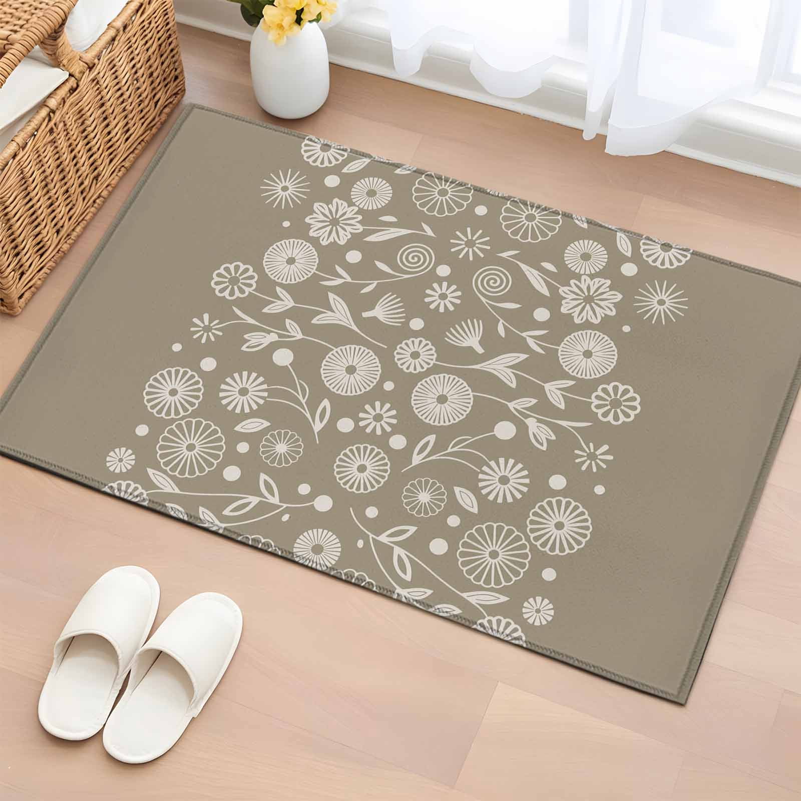 Japanese Bathroom Rug Washable 2x3 Entryway Rug Non Slip Grey Simple ...