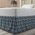 thumbnail image 1 of Japanese Bed Skirt, Flower Petals in Circles with Ornate Leaves Abstract Eastern, Elastic Bedskirt Dust Ruffle Wrap Around for Bedding Decor, 4 Sizes, Charcoal Grey Dark Blue, by Ambesonne, 1 of 2