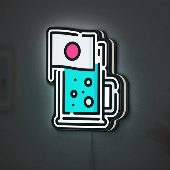 Japanese Beer 3D Novelty Light Box, Minimalist Bar Decor, Beverage Accent Sign, Ideal for Japan Culture Lovers (Width 8 inch, 20cm)