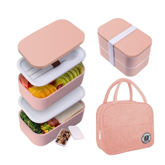 Japanese Bento Box,2 Layer Lunch Box , Meal Prep Lunch Container with Bamboo Chopping Board Lid,Bag,Cutlery,Divider,Bento Lunch Box for Adults red