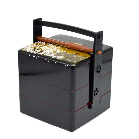 Japanese Bento Box with Lid, Portable Bento Box with Handle, Traditional Food Sushi Bowl Lunch Box, for Picnic and Food Storage