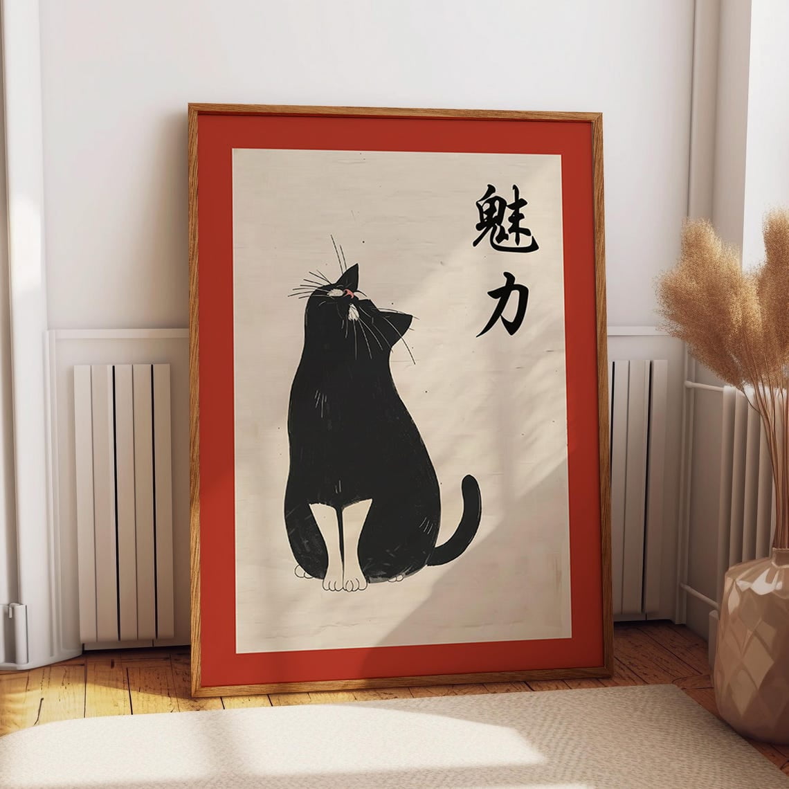 Japanese Black Cat Print – Sumi-E Cat Wall Art – Minimalist Ink ...