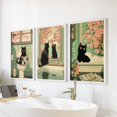 Japanese Black Cat Reading Newspaper Wall Art Prints, Playful Bathroom ...