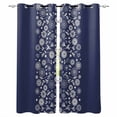 thumbnail image 1 of Japanese Black Out Curtains 72 Inch Long, Light Blocking Drapes with Black Liner, Navy Blue Country Flowers Leaves Aesthetic Thermal Blackout Curtains for Bedroom Living Room 52"x72" 2 Panels, 1 of 8