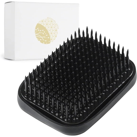 Japanese Black Ikebana Kenzan Flower Holder Rectangular Square, Made in Japan Floral Arranging Pin Frog Tool - 2.6 in (68mm), Black