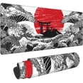 thumbnail image 1 of Japanese Black White Wave Red Sun Mouse Pad XL Extended Desk Mat, Non Slip Rubber Base Stitched Edge Gaming Pc Desktop Large Mice Pad,31.5 x 11.8 Inch, 1 of 6