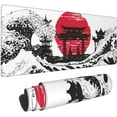 thumbnail image 1 of Japanese Black White Wave Red Sun Samurai Mouse Pad 31.5x11.8 in Desk Accessories Big Extended Non-Slip Rubber Base Mousepad with Stitched Edges Gaming Pc Desktop Large Mouse Pad, 1 of 6