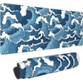 thumbnail image 1 of Japanese Blue and White Sea Wave Large Mouse Pad XL Ocean Wave Gaming Mouse Pad with Non-Slip Rubber Base Mousepad Stitched Edges Desk Pad Laptop Desk Pad Computer Keyboard Mouse Mat 31.5×11.8 Inch, 1 of 6