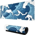thumbnail image 1 of Japanese Blue and White Wave Gaming Mouse Pad XL, Non Slip Rubber Base Mousepad, Stitched Edges Desk Pad, Extended Large Mice Pad,31.5 X 11.8 Inch, 1 of 6