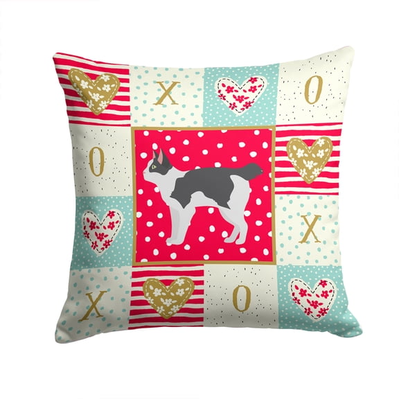 Japanese Bobtail Cat Love Fabric Decorative Pillow Red