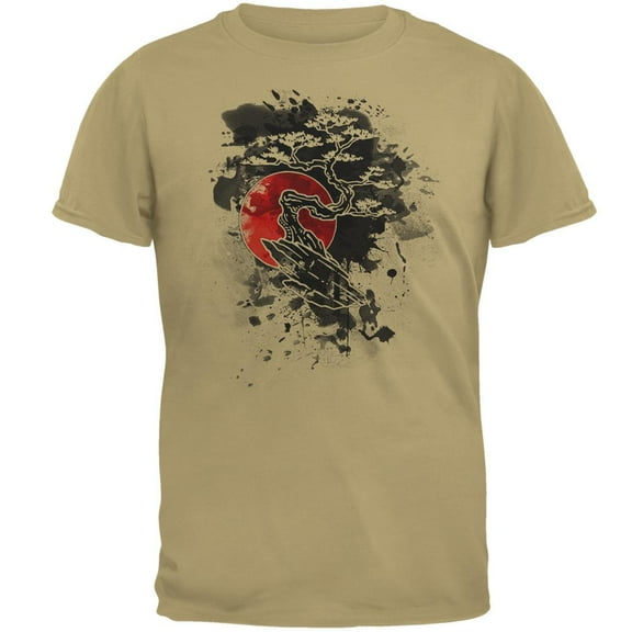 Japanese Bonsai Tree Ink Splatter Mens T Shirt