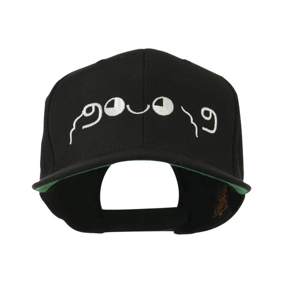 Japanese Boxing Face Emoticon Embroidered Snapback Cap - Black OSFM ...