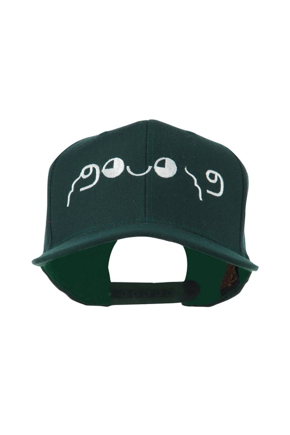 Japanese Boxing Face Emoticon Embroidered Snapback Cap - Spruce OSFM