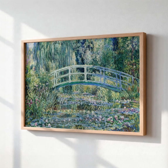 Japanese Bridge Water Lily Pond Impressionist Garden Landscape Blue ...