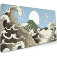 thumbnail image 1 of Japanese Brown Wave Gaming Mouse Pad 35.4 X 15.7 Inch XXL Cool Style Art Design Full Des Mousepad Extended Large Non-Slip Rubber Base Keyboard Mat with Stitched Edges for Home Office, 1 of 6