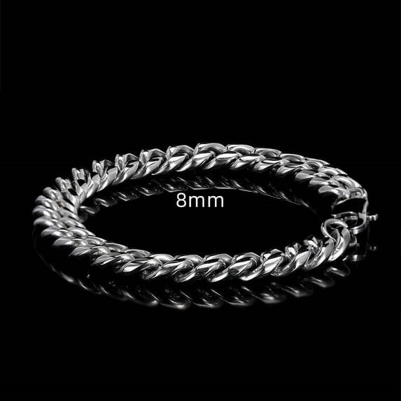 Unisex Stainless Steel Cuban Chain Bracelet with Japanese Buckle Round Grinding Design Bracelet for Men and Women