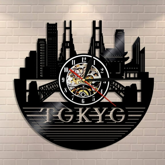Japanese Capital Tokyo Wall Art Wall Clock Tokyo Cityscape Vinyl Record Wall Clock Japan Travel Souvenir Japanese Art Clock Gift