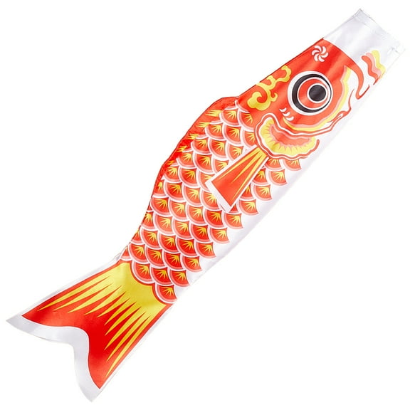 Japanese Carp Polyester Windsock Streamer Fish Flag Home Outdoors Hanging Decoration Orange Red 1180x256x115mm