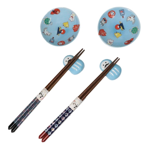 Japanese Cartoon Icons Blue Sauce Dishes Chopsticks And Rests Sushi Set For 2