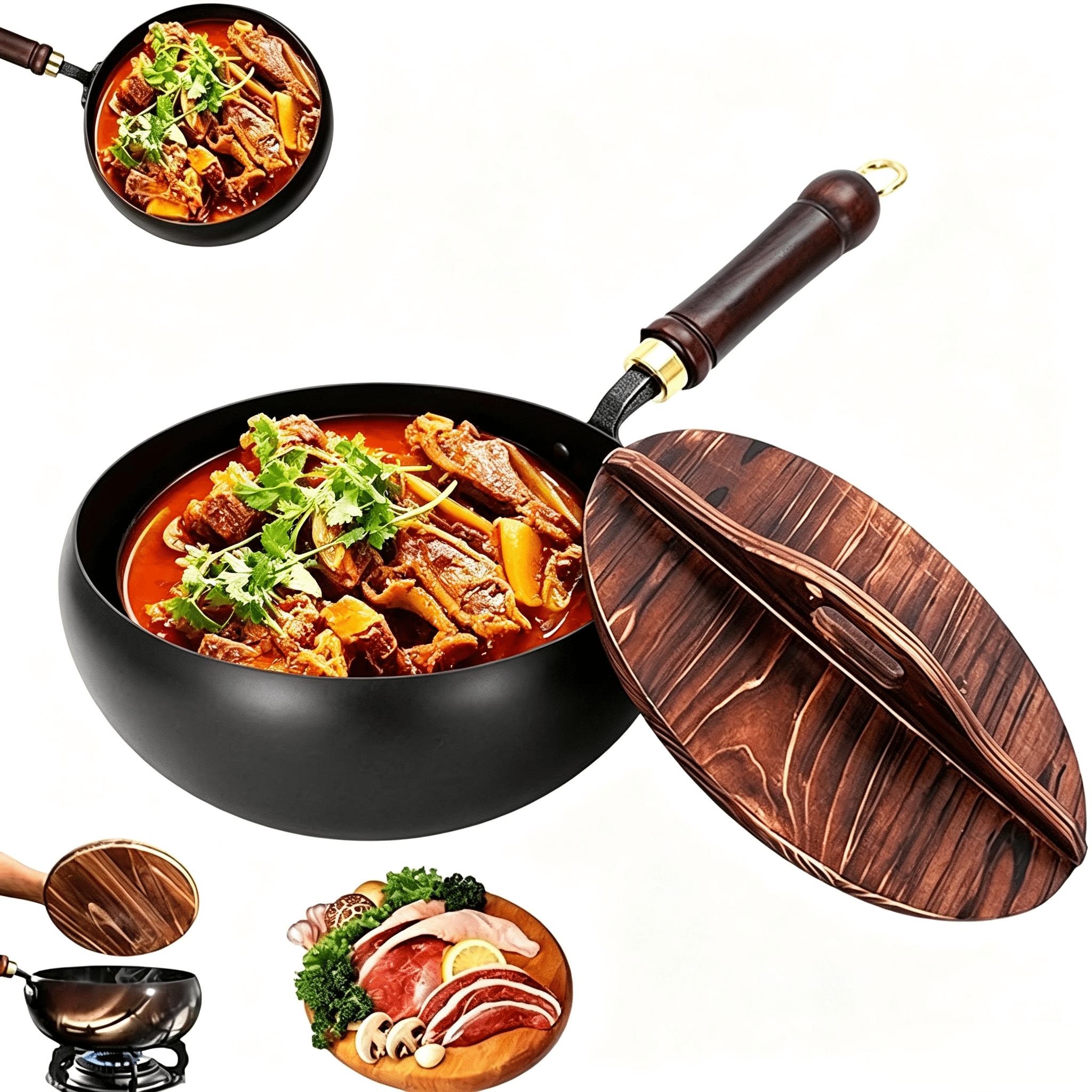 Wok Prep Japanese Cast Iron Wok Pan,Uncoated Healthy Cooking Pot,Hand Hammered ...