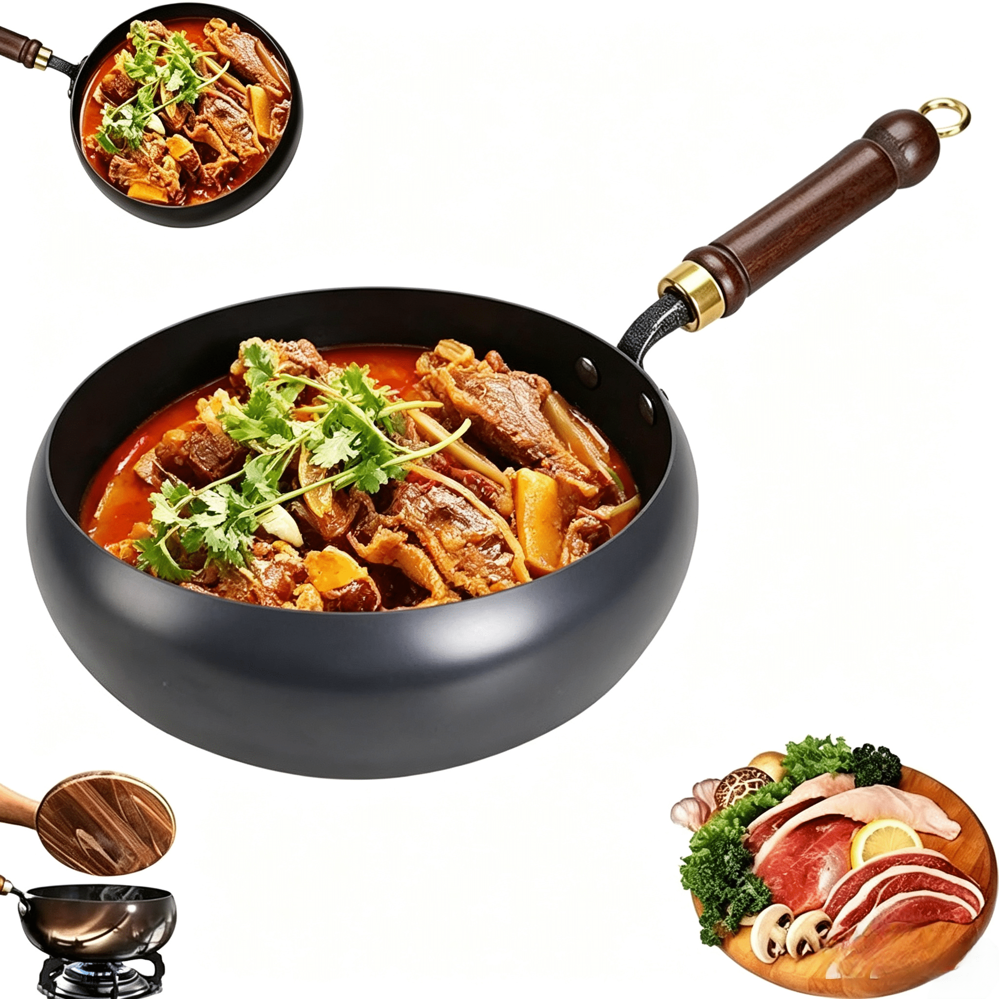 Wok Prep Japanese Cast Iron Wok Pan,Uncoated Healthy Cooking Pot,Hand Hammered ...