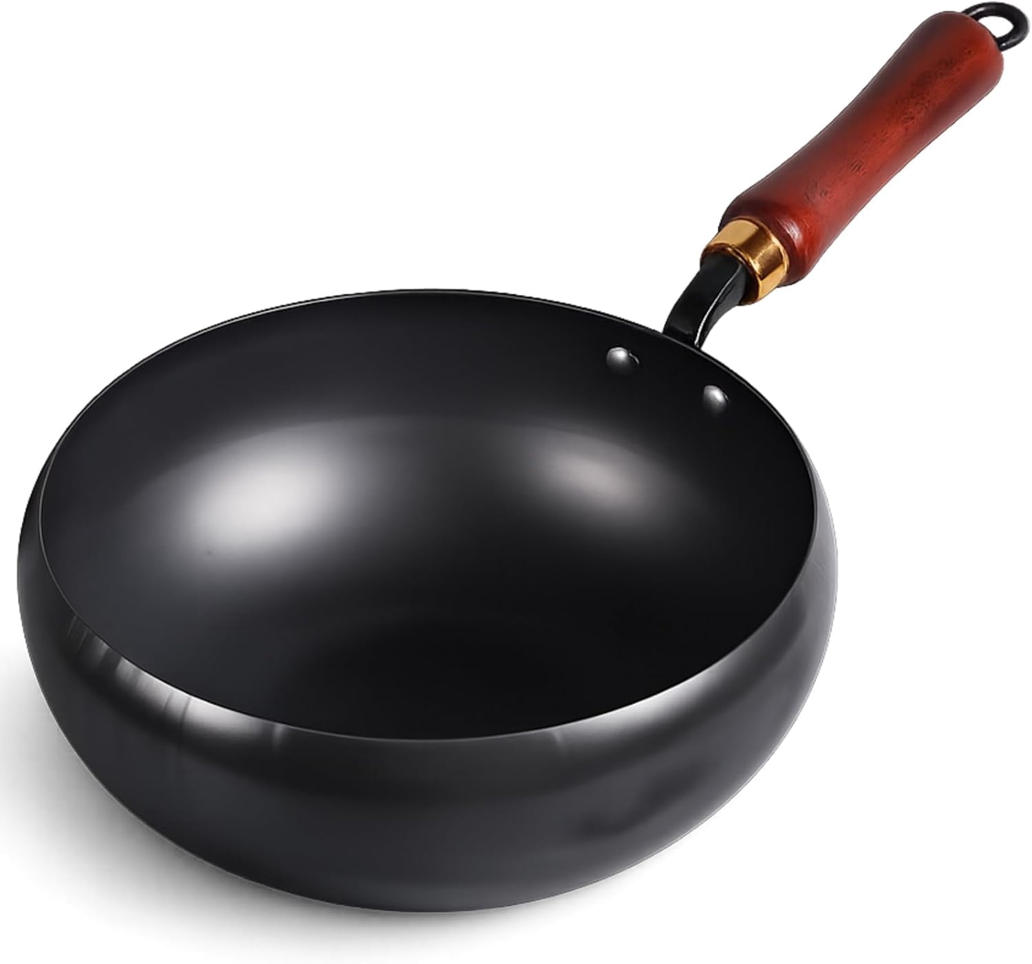 Japanese Cast Iron Wok Pan - Uncoated Healthy Cooking Pot with Lid, Hand Hammered Non Stick Frying Pans Made in Japan (Smooth Surface,11'')