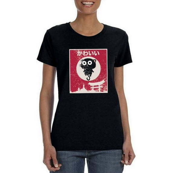 Japanese Cat Art T-Shirt Women -Smartprints Designs, Female Large