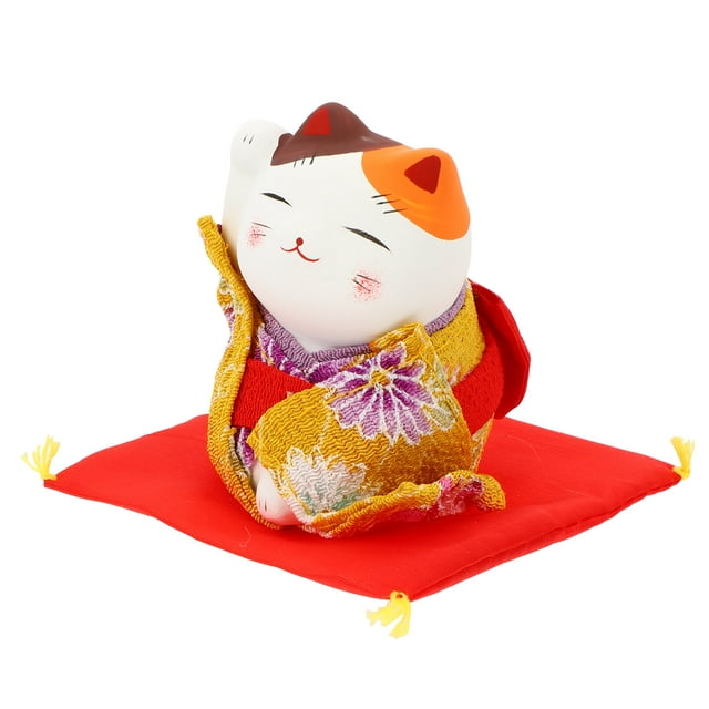 Japanese Cat Figurines Ceramic Maneki Nekao Cat Figurines Miniature ...