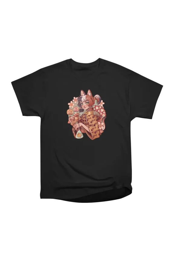 Japanese Cat Girl T-Shirt Tee Gift For Him Merch For Her Apparel For Friend