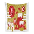 thumbnail image 1 of Japanese Cat Soft Flannel Fleece Throw Blanket, Dharma Dolls Luck Maneki Neko Mount Hill New Year, Cozy Plush for Indoor and Outdoor Use, 60" x 80", Vermilion White, by Ambesonne, 1 of 5