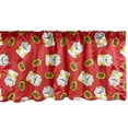thumbnail image 1 of Ambesonne Japanese Cat Valance Pack of 2, Luck Cat Repetition, 54"X12", Vermilion Mustard White, 1 of 2