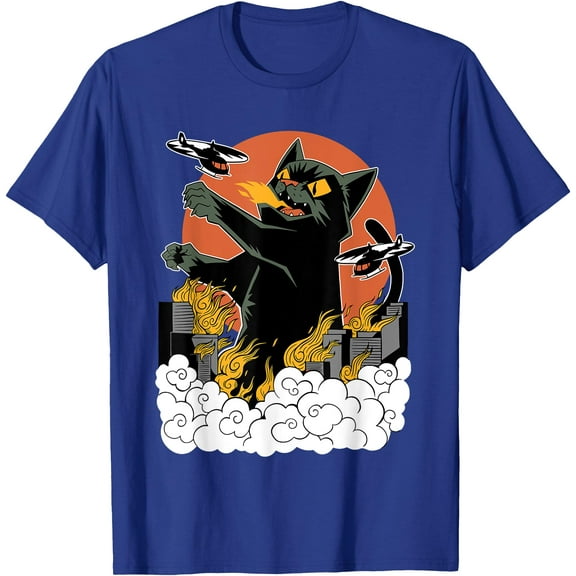 Japanese Catzilla Sunset Unisex T-Shirt for Men Women Kids Toddler