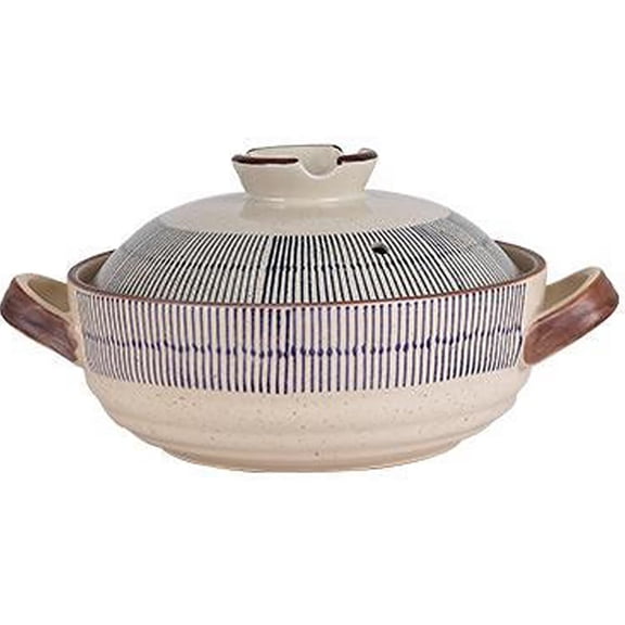 Japanese Ceramic Hot Pot Casserole Dish With Lid Stew With Handle Round Cookware For Steam, Soup Bowl