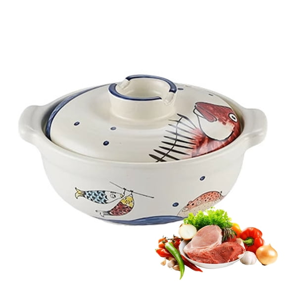 Japanese Ceramic Hot Pot, Heat Resistant Casserole With Lid,Stockpot for Home Cooking, Round Clay Pot Kitchen Cooking, Stew Pot for Dinner and Party