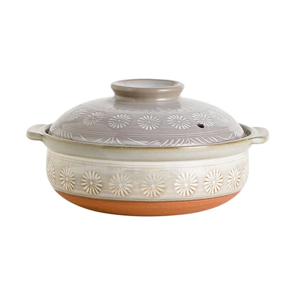 Japanese Ceramic Hot Pot, Printed Ceramic Casserole with Lid, Soup Pot, Casserole, Heat-Resistant Saucepan and Rice Cooker, Simmer and Slow Braising for Rice Stew Soup