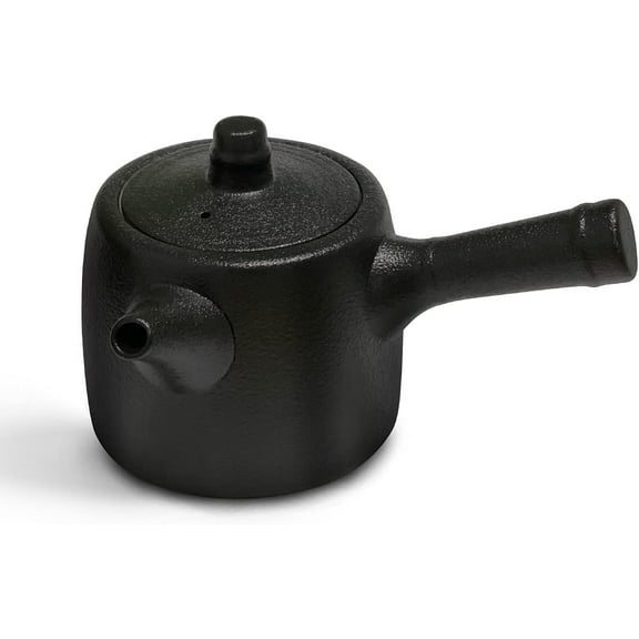 Red Clay Teapot for Japanese Green Tea, Microwave and Dishwasher Safe Cylinder-shaped Handle Ceramic Pot with Infuser, Lead-free & Non-Toxic Design for Authentic Tea Experience