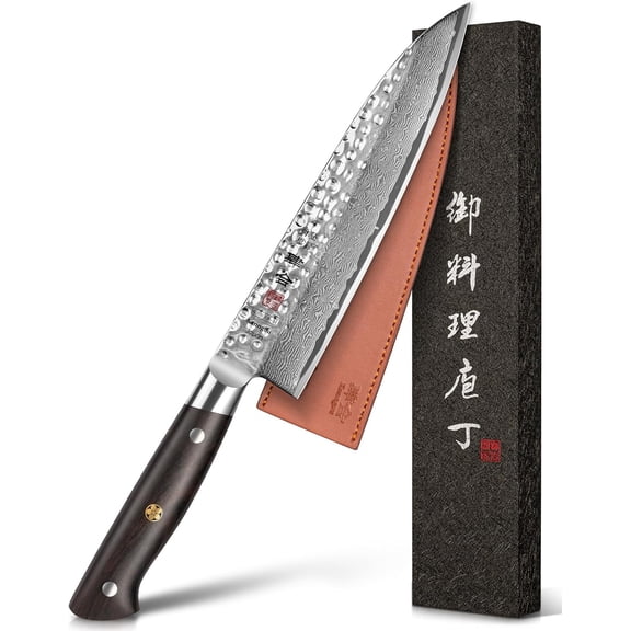 Japanese Chef Knife Kitchen with 67 Layers Damascus Steel AUS-10 Core, Professional Full-Tang Ebony Wood Handle and Premium Gift Box (8.27 Inch Gyuto Knife)