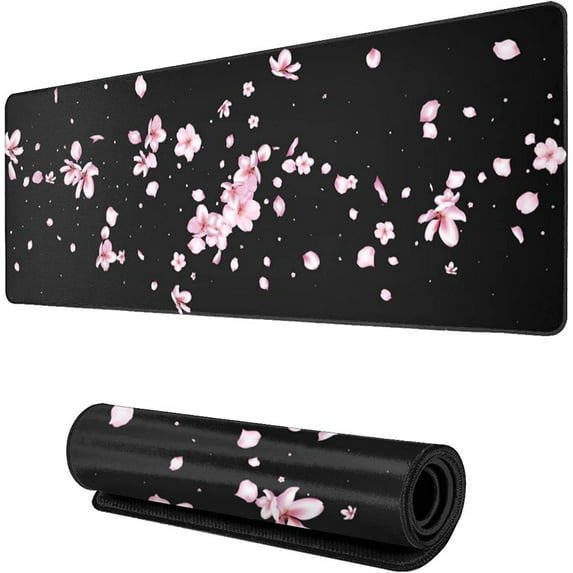Japanese Cherry Blossom Flower Gaming Mouse Pad Large XL Desk Mat Long Extended Pads Big Mousepad for Home Office Decor Accessories 31.5 X 11.8 Inch
