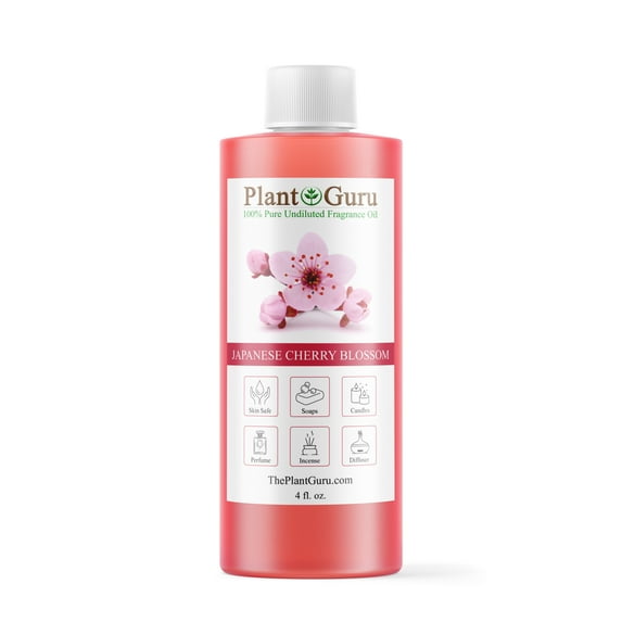 Japanese Cherry Blossom Fragrance Oil 4 fl. oz. Scented Oil for DIY Soap Making, Candles, Bath Bombs, Body Butters. Used in Aromatherapy Diffusers, Burners and Warmers. Add to Lotions and Creams.