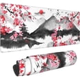 thumbnail image 1 of Japanese Cherry Blossom Gaming Mouse Pad 31.5 X 11.8 Inch XL Pink Watercolor Design Mousepad Extended Large Laptop Keyboard Mouse Mat Non-Slip Rubber Base with Stitched Edges for Home Office, 1 of 6