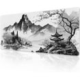 thumbnail image 1 of Japanese Cherry Blossom Gaming Mouse Pad XL 31.5×11.8 Inch Black White Watercolor Floral Mountain Extended Mousepad 30X80cm Non-Slip Rubber Base Stitched Edge Large Desk Pad for Gamer Office Home, 1 of 6
