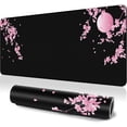 thumbnail image 1 of Japanese Cherry Blossom Gaming Mouse Pad XL, Black Desk Mat Large Mouse Pad Long 31.5x11.8in, Extended Big Desk Pad Pink Flower Mousepad with Non-Slip Base and Stitched Edges for Work Gaming Office, 1 of 6