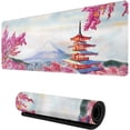 thumbnail image 1 of Japanese Cherry Blossom Gaming Mouse Pad XL, Extended Large Pink Full Desk Mousepad 31.5 X 11.8 Inch, Big with Stitched Edge, Non-Slip Long Computer Keyboard Mat for Office & Home Caburywe,, 1 of 6
