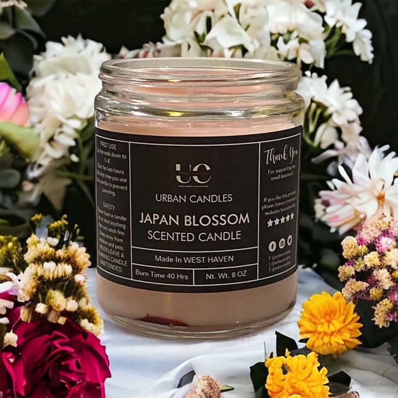 Japanese Cherry Blossom Long Burning Hand Poured 8 Oz Candle 