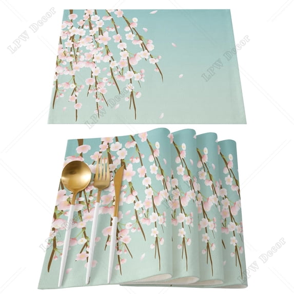 Japanese Cherry Blossom Pattern Table Mat Kitchen ration Placemat Table Napkin For Wedding Dining Accessories Table Mat