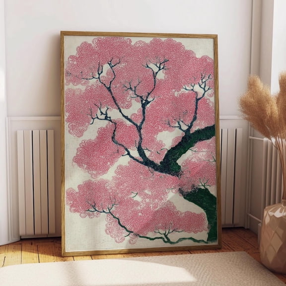 Japanese Cherry Blossom Print, Vintage Ukiyo-E Style Wall Art, Minimalist Floral Poster, Asian Inspired Sakura Decor, Japanese Woodblock Art UNFRAMED PAPER POSTER, Home Decor