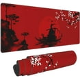 thumbnail image 1 of Japanese Cherry Blossom Samurai Black Red XXL XL Large Gaming Mouse Pad for Desk, Non-Slip Long Extended Keyboard Pads Mousepad Rubber Table Mat 31.5 X 11.8 Inch, 1 of 8
