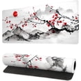thumbnail image 1 of Japanese Cherry Blossom White Gaming Mouse Pad XXL Extended Long Mousepad Desk Mat, NonSlip Rubber Base with Stitched Edges, Ideal for Office, Home, 31.5x11.8 in, 1 of 6