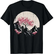 Japanese Cherry Blossoms Mountains Sakura Art Women Men Kids T Shirt Funny Gift