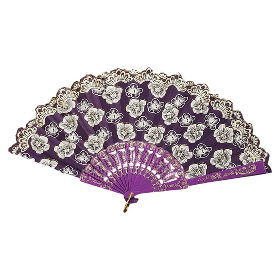 Japanese Cherry Fan Set Handheld Folding Fans Decorative Dance Fans For Room Summer Accessories - Purple